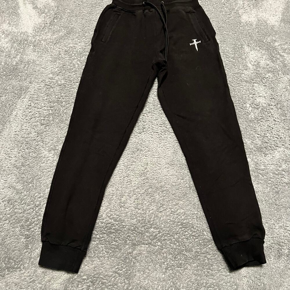 Three Nails Joggers Pants Womens Small Black Pull On Drawstring Pockets